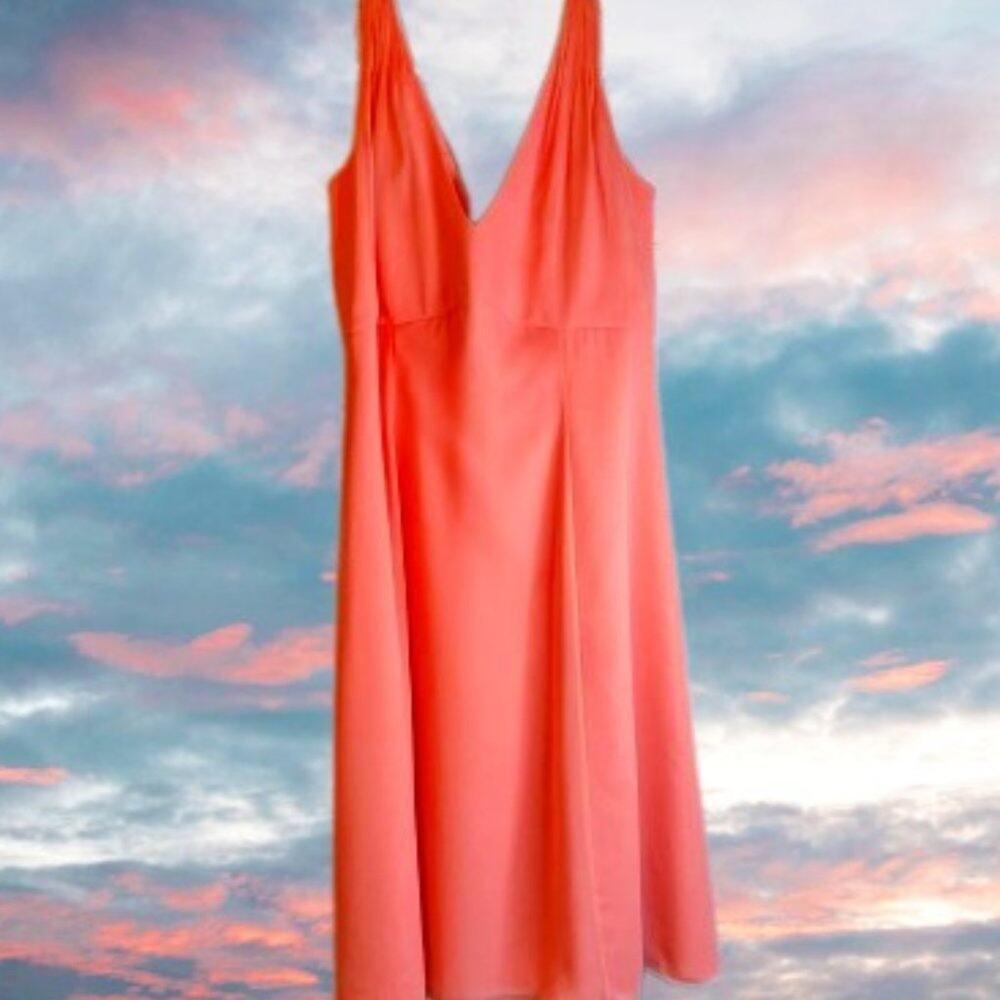 Joanie G 12 coral  flowy sleeveless sheath gown. Mother of Bride, party